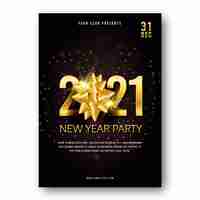 Free vector golden new year 2021 party poster template