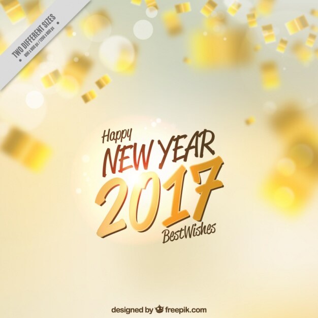 Free vector golden new year defocused background