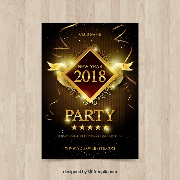 golden new year poster