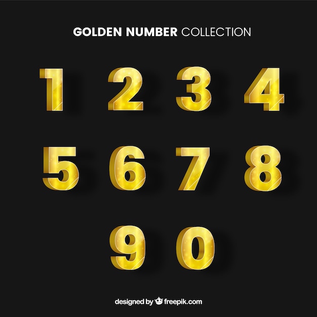 Бесплатное векторное изображение Коллекция золотых номеров