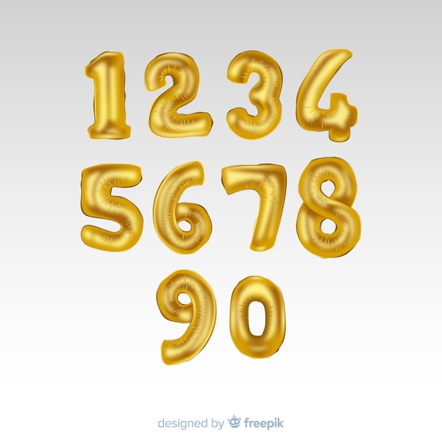 Free vector golden numbers balloon set