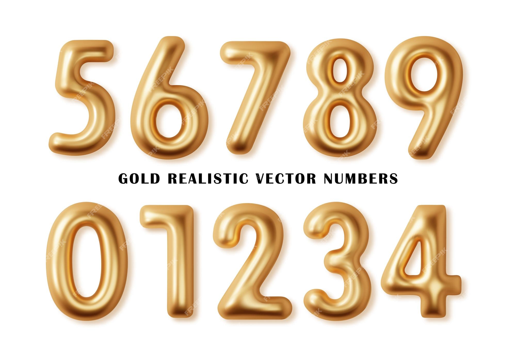 Free Vector  Golden numbers set 3d realistic metal golden font number  1234567890 decoration for banner cover birthday or anniversary party  invitation design