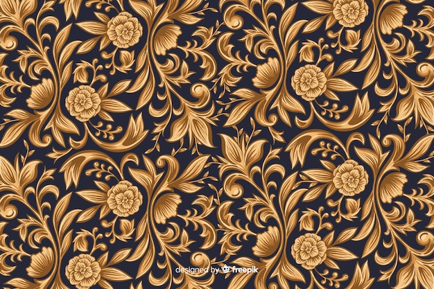 Golden ornamental artistic floral background