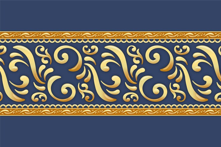 Free Vector golden ornamental border with blue background