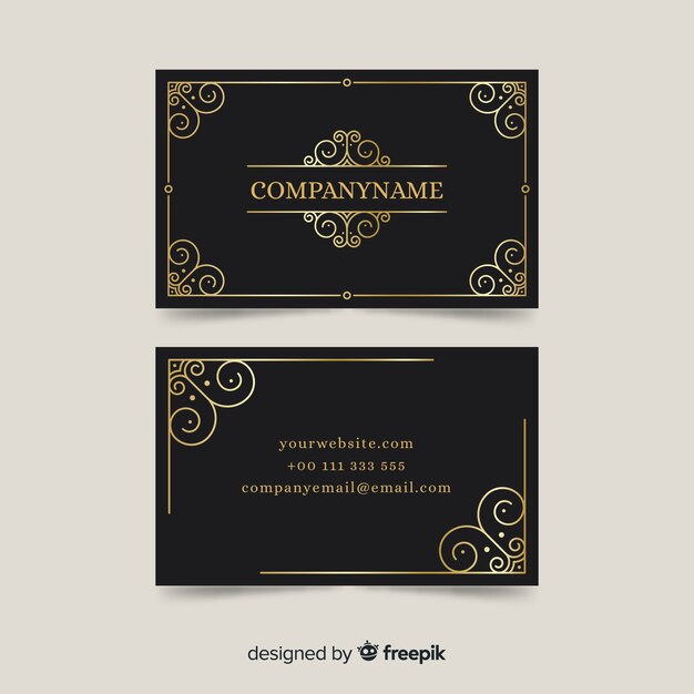 Golden ornamental business card template