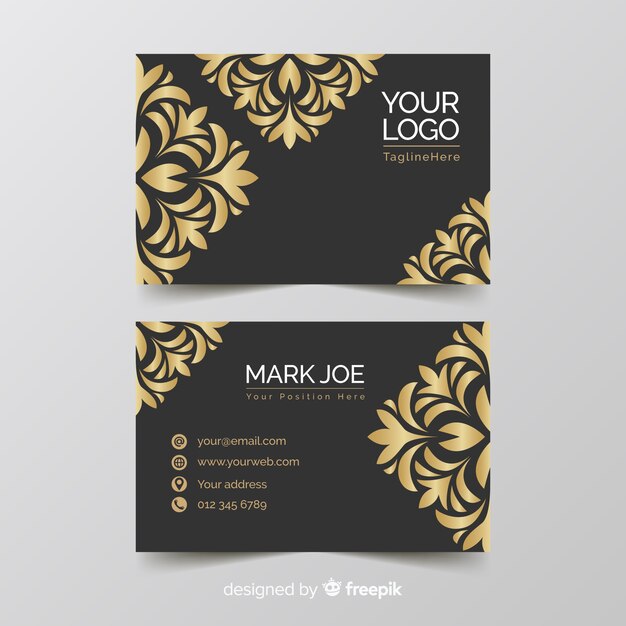 Golden ornamental business card template