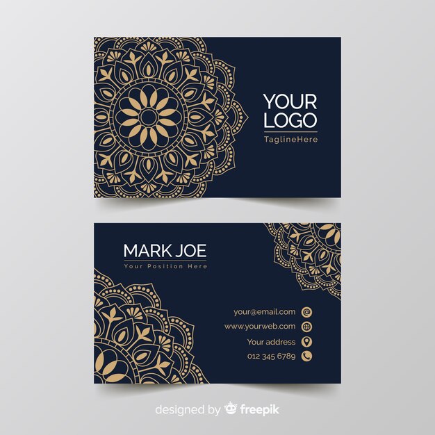 Golden ornamental business card template