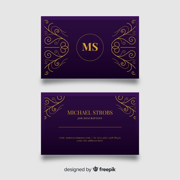 Golden ornamental business card template