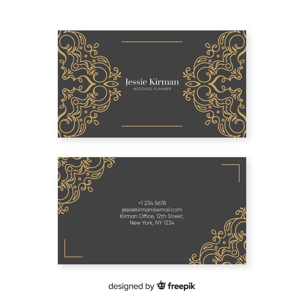 Golden ornamental business card template