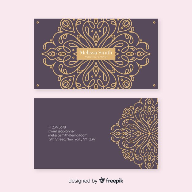 Golden ornamental business card template