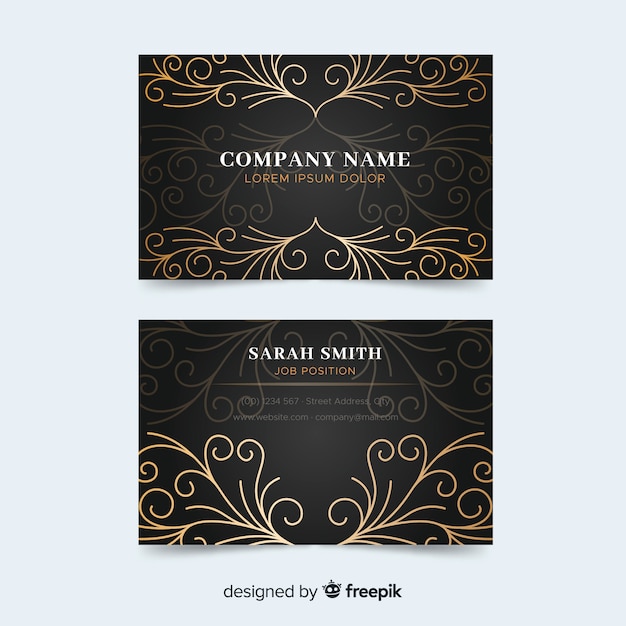 Free vector golden ornamental business card template