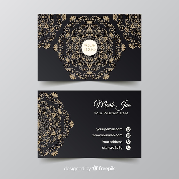 Golden ornamental business card template