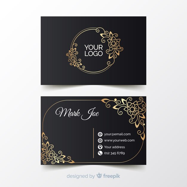 Golden ornamental business card template