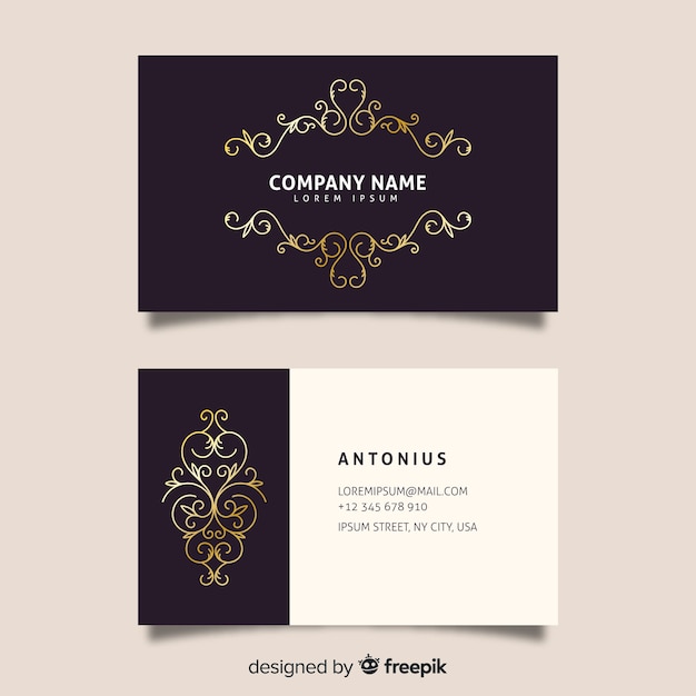 Golden ornamental business card template