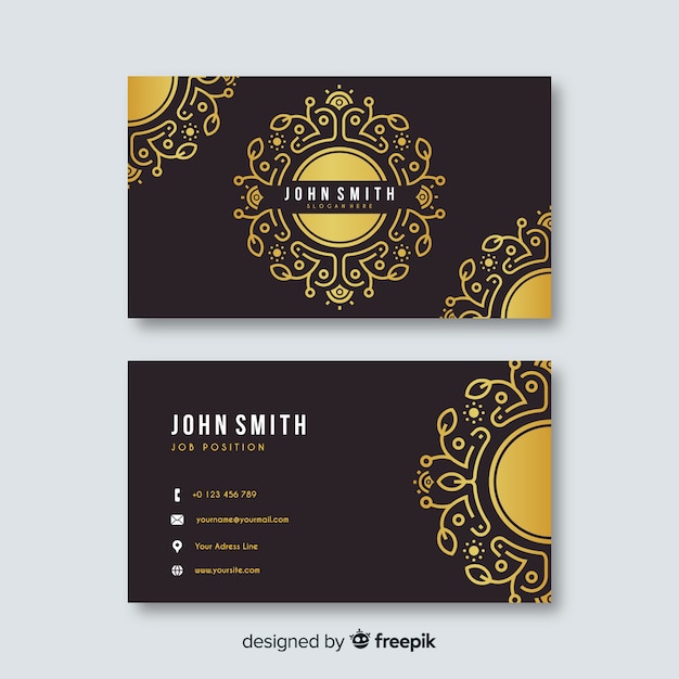 Golden ornamental business card template