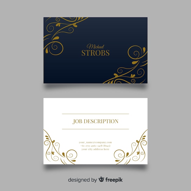 Golden ornamental business card template