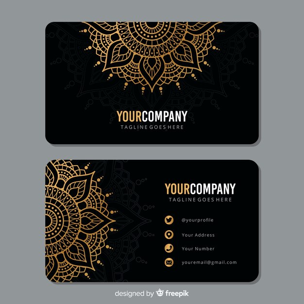 Free vector golden ornamental business card template