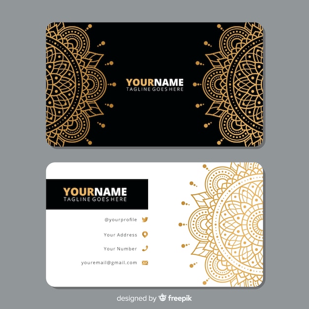 Free vector golden ornamental business card template