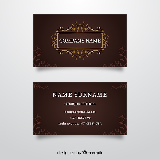 Free vector golden ornamental business card template