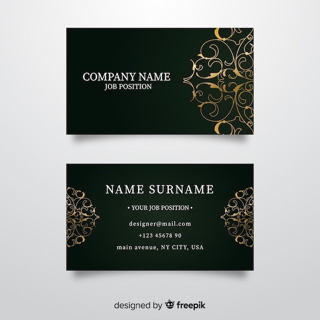 Free vector golden ornamental business card template