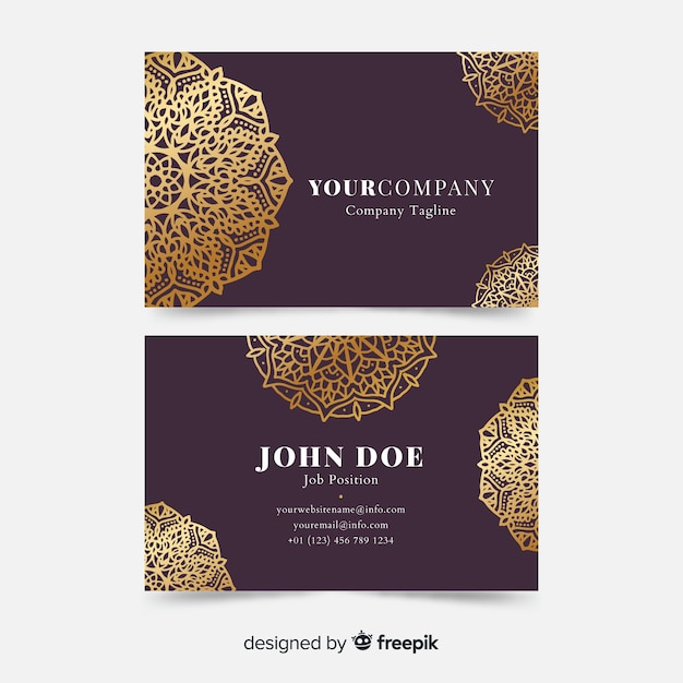 Free vector golden ornamental business card template