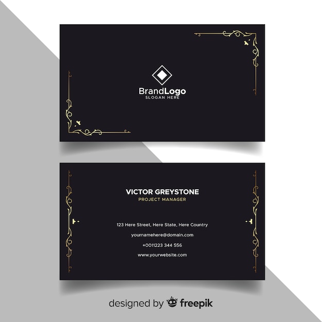 Golden ornamental business card template