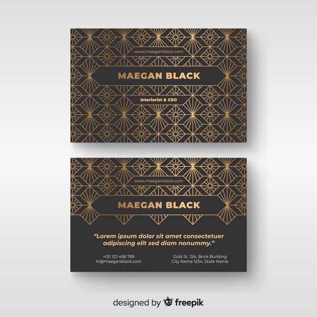 Golden ornamental business card template