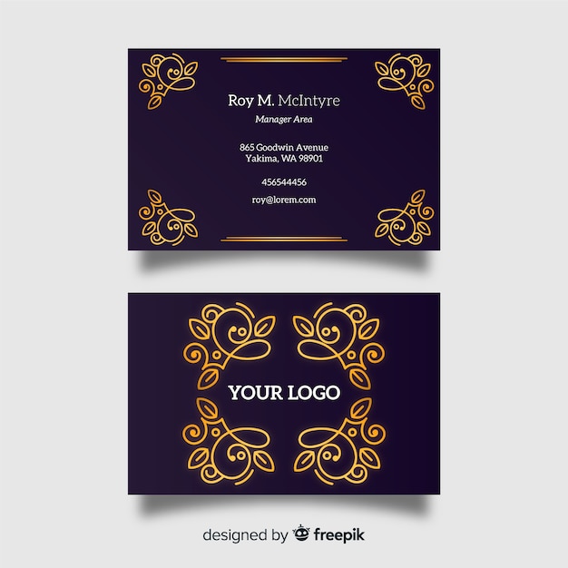 Golden ornamental business card