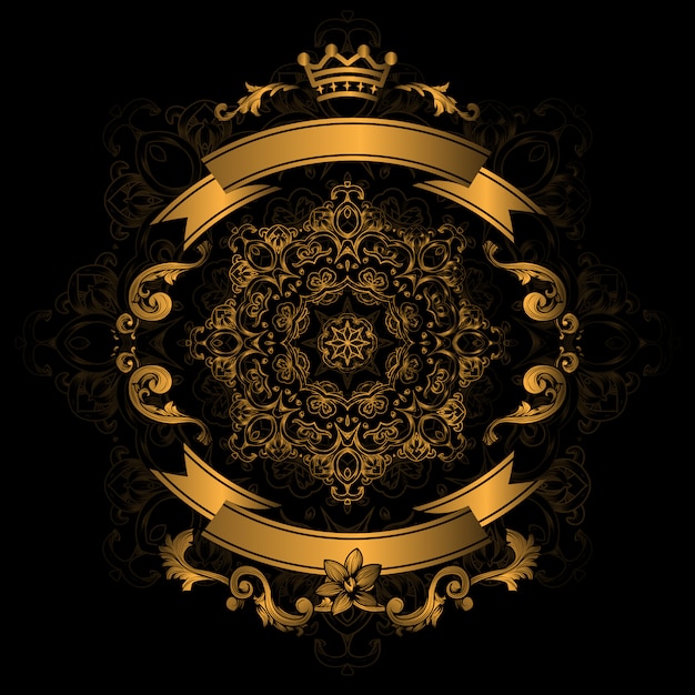 Free vector golden ornamental design on black background