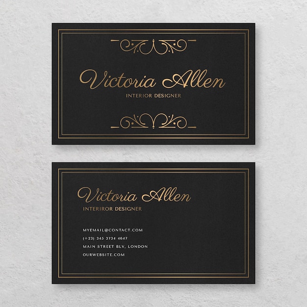 Golden ornamental double-sided horizontal business card template