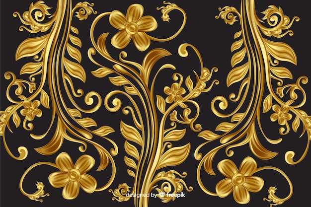 Golden ornamental floral decorative background