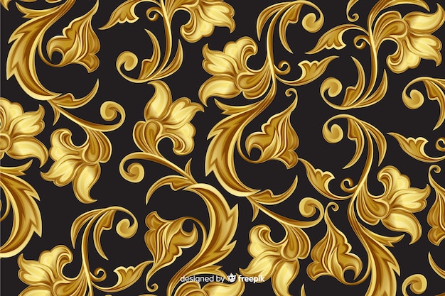 Golden ornamental floral decorative background Premium Vector