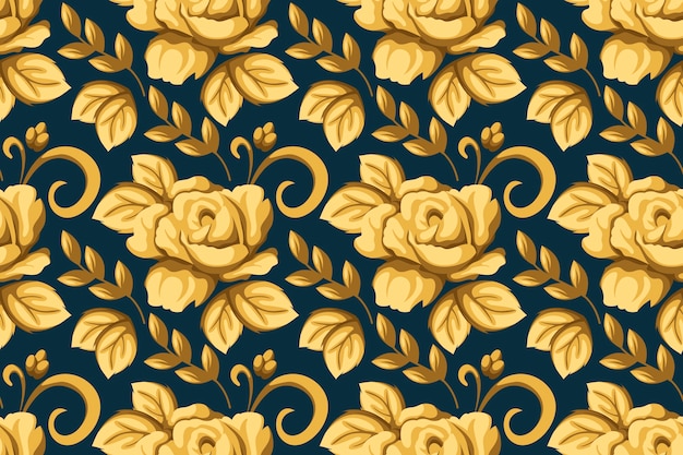 黄金の装飾用の花の壁紙