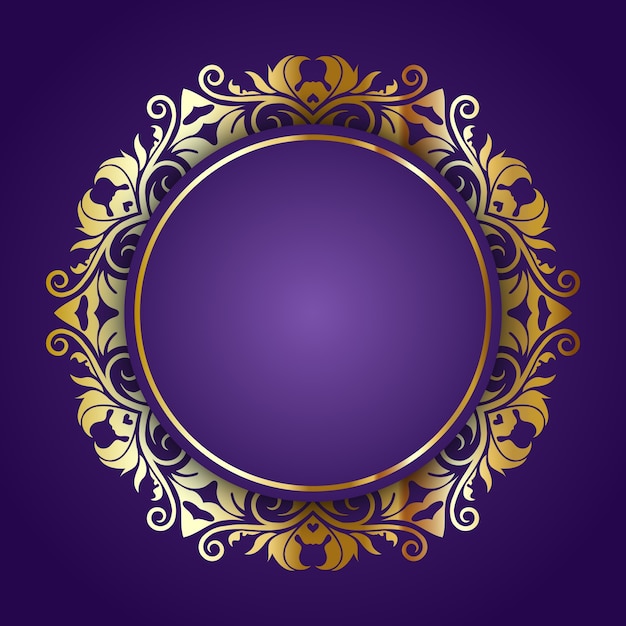 Golden ornamental frame on a purple background