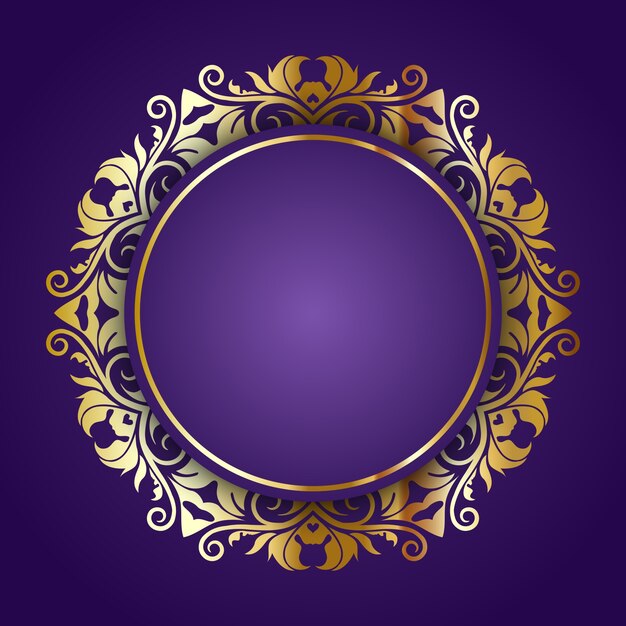 Golden ornamental frame on a purple background