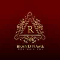 Free vector golden ornamental logo with the letter r