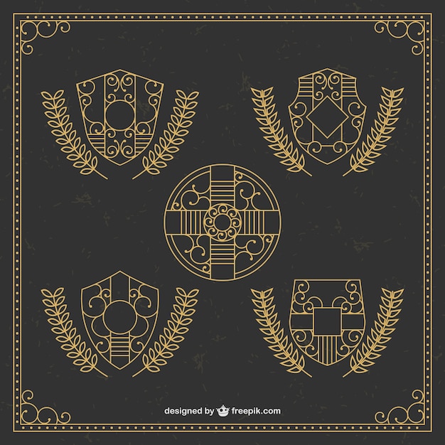 Golden ornamental shields