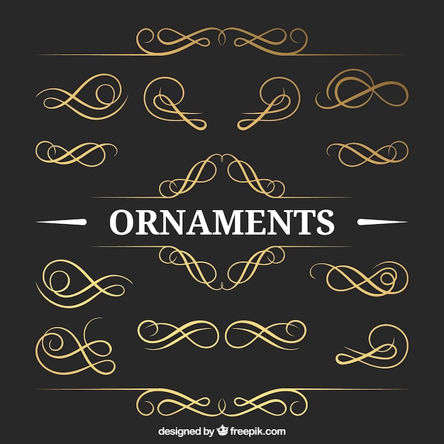 Golden ornaments pack