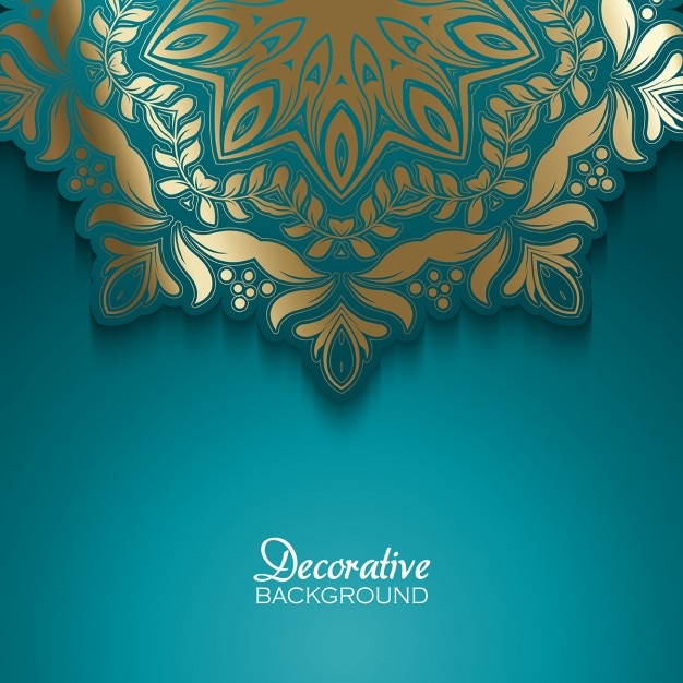 Free vector golden ornaments on a turquoise background