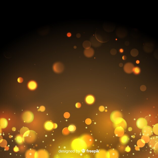 Golden particles background in bokeh style