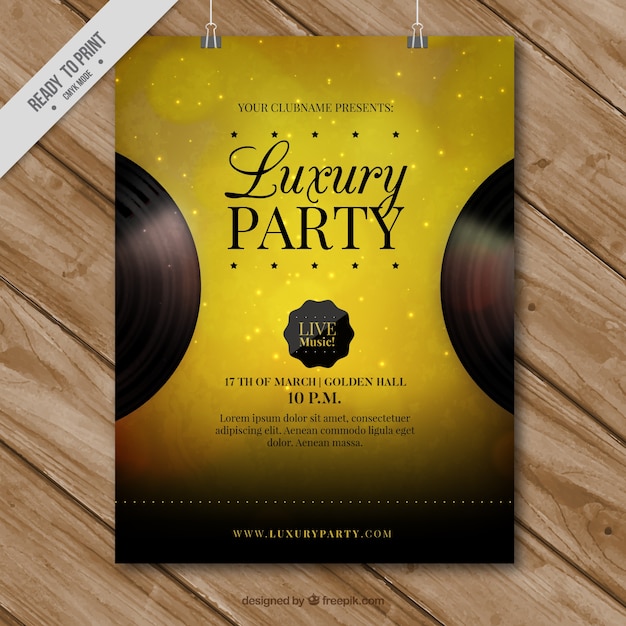 Free vector golden party poster