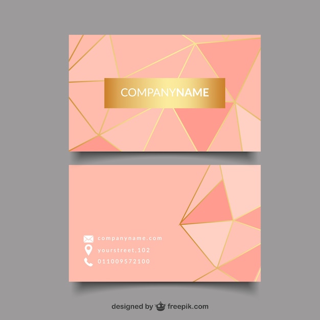 Golden and pink business card