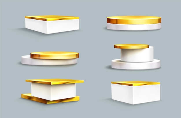 Golden podium in 3d rendering