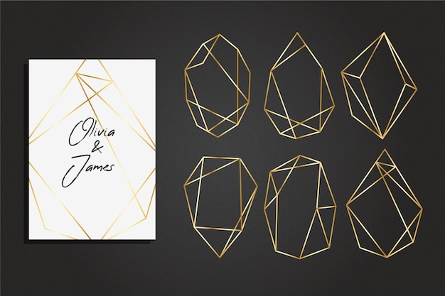 Golden polygonal frame collection elegant style