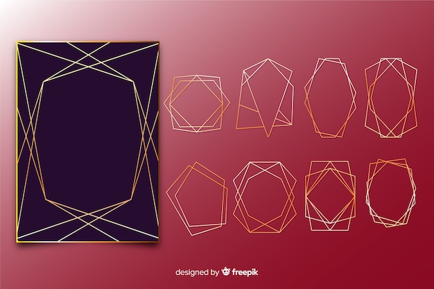 Free vector golden polygonal frame collection