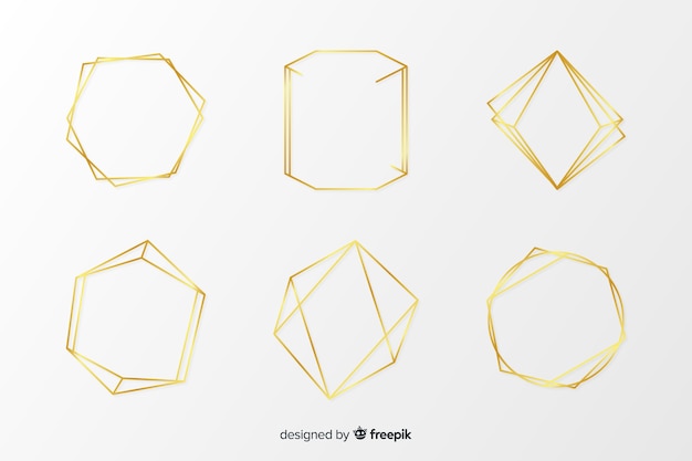 Free vector golden polygonal frame collection