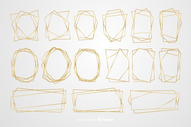 Free vector golden polygonal frame collection