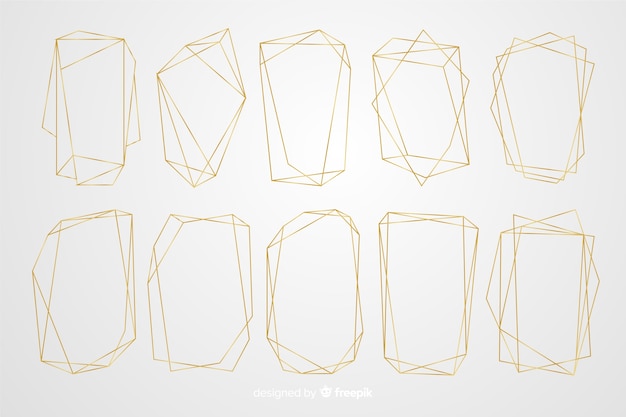 Free vector golden polygonal frame collection