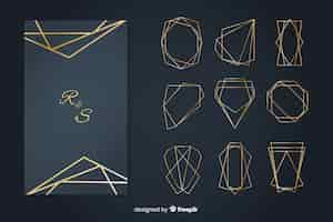 Free vector golden polygonal frame set