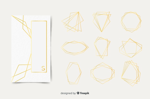 Free vector golden polygonal frame set